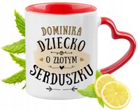 Kubek Czerwony Z Uszkiem W Kształcie Serca Dla Dominiki Na Prezent