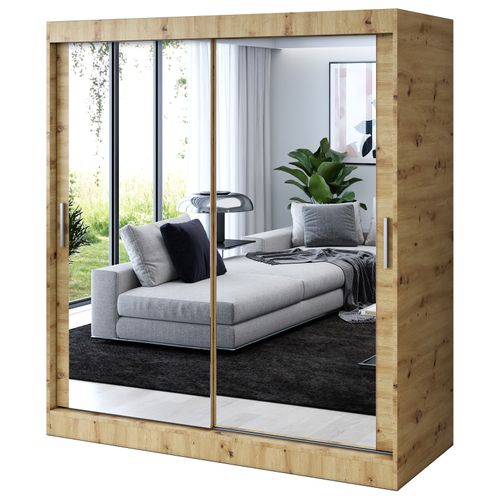 Szafa Przesuwna 180cm KARL Dąb Sonoma Garderoba 2 wnętrza na Arena.pl