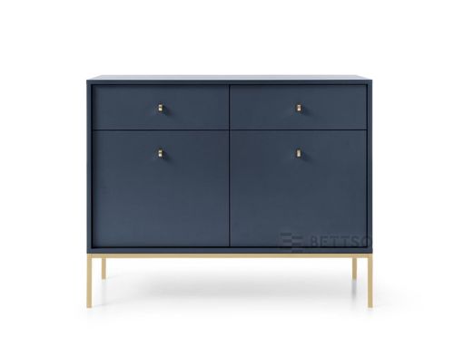Granatowa komoda 2-drzwiowa z szufladami MOLLY złoty stelaż na Arena.pl