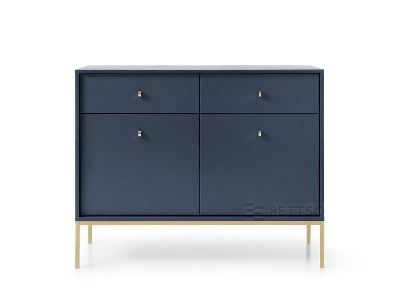 Granatowa komoda 2-drzwiowa z szufladami MOLLY złoty stelaż zdjęcie 3