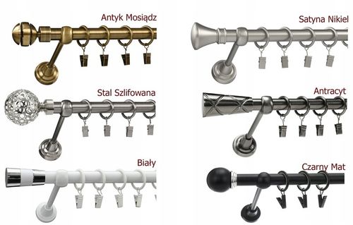 KARNISZ pojedynczy 19mm / 200 cm LUXURY CICHE KÓŁKA wzory 6 KOLORÓW na Arena.pl