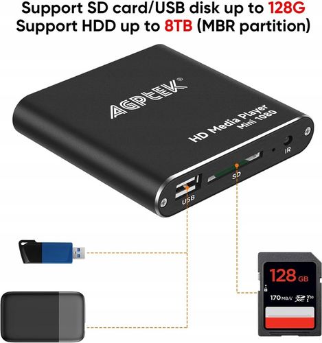 AGPtEK Odtwarzacz multimedialny HDMI, Mini 1080p Full-HD Ultra HDMI Cyfrowy na Arena.pl