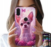 ETUI DO HUAWEI Y7 2019 - SŁODKA CHIHUAHUA NA RÓŻOWYM TLE KWIATAMI