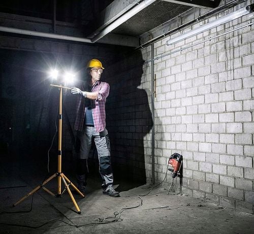 ZESTAW Statyw 1,6 m + Naświetlacz Halogen Budowlany 2x 50W LED 11000lm na Arena.pl