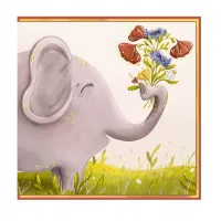 Karnet Kw Słoń Z Bukietem