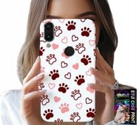 ETUI DO HUAWEI P SMART 2019 - PSIE ŁAPKI NA BIAŁYM TLE, PIES, KOT, MIŚ