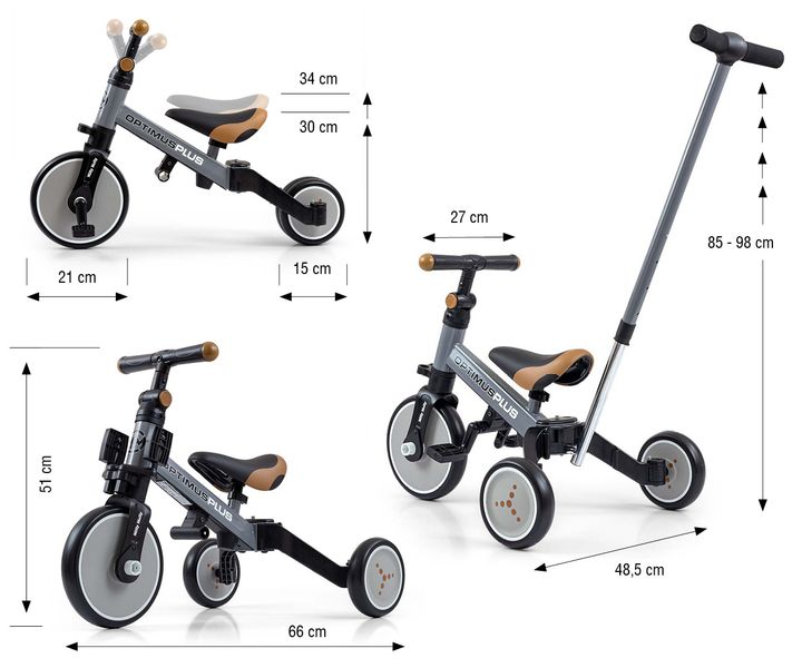 MILLY MALLY Rowerek 4w1 OPTIMUS Plus grey zdjęcie 8