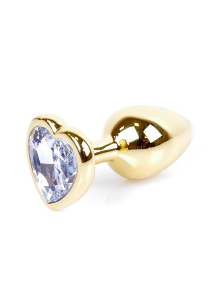 Plug-Jewellery Gold Heart Plug- Clear zdjęcie 6