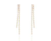 Kolczyki z cyrkoniami 2 rzędy długość 4 cm