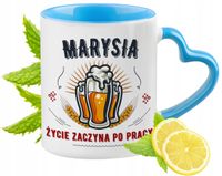 Dla Marysi Kubek Błękitny Z Uszkiem W Kształcie Serca Na Prezent Na Kawę