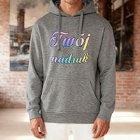 Bluza z kapturem szara z Twoim nadrukiem - Kangaroo S