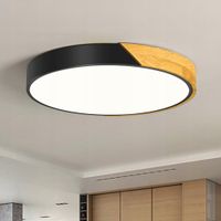 Qamra Nowoczesna lampa sufitowa 40 cm LED 4000K drewno, czarna, okrągła