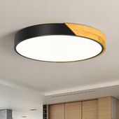 Qamra Nowoczesna lampa sufitowa 40 cm LED 4000K drewno, czarna, okrągła