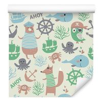 Tapeta dla dzieci misie liski rybki piraci napisy