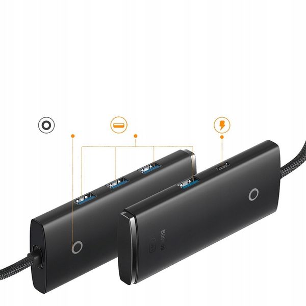 BASEUS SZYBKA UNIWERSALNA LEKKA STACJA HUB 4W1 USB DO 4X USB 3.0 5GB/S 5V zdjęcie 10