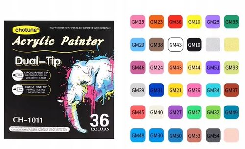 MARKERY AKRYLOWE ZESTAW 48 SZT Pisaki Flamastry Mazaki z farbą do kamieni na Arena.pl