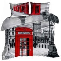 Pościel 3D bawełna satyna 200x220cm ANGIELSKA BUDKA