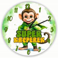 ZEGAR ścienny PREZENT duży wybór wzorów DLA DZIECKA MAŁPKA + IMIĘ