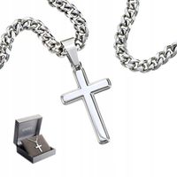 Srebrny ŁAŃCUSZEK Z KRZYŻYKIEM Krzyż WŁOSKI Łańcuch Naszyjnik + GRATIS