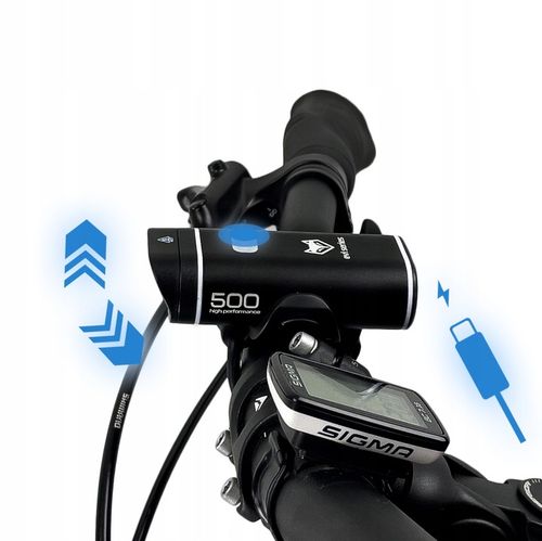 Lampka rowerowa mocna światło PRZÓD TYŁ na kierownice iLIGHT USB ZESTAW na Arena.pl