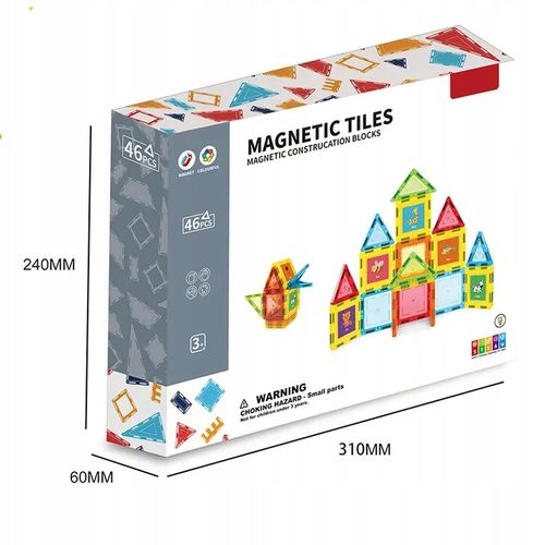 KLOCKI MAGNETYCZNE 3D KONSTRUKCYJNE 46 ELEMENTY DUŻE PANELE EDUKACYJNE na Arena.pl