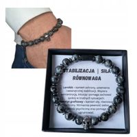 BRANSOLETKA MĘSKA LARVIKIT TURMALIN HEMATYT CZACHA OCHRONA SIŁA RÓWNOWAGA