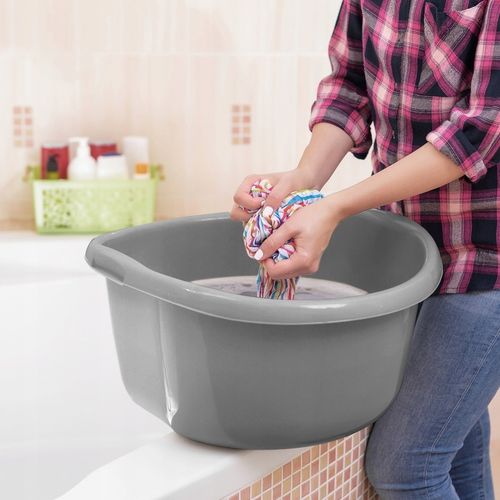 MISKA PLASTIKOWA NA PRANIE 30L DUŻA MIEDNICA OKRĄGŁA SOLIDNA SZARA na Arena.pl