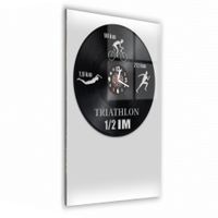 Zegar Ścienny z płyty winylowej na lustrze TRIATHLON - 1 41 wzorów 29x59 cm