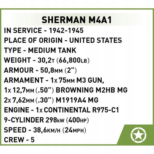 Klocki COBI-2715 HC WWII SHERMAN M4A1 312 KL. na Arena.pl