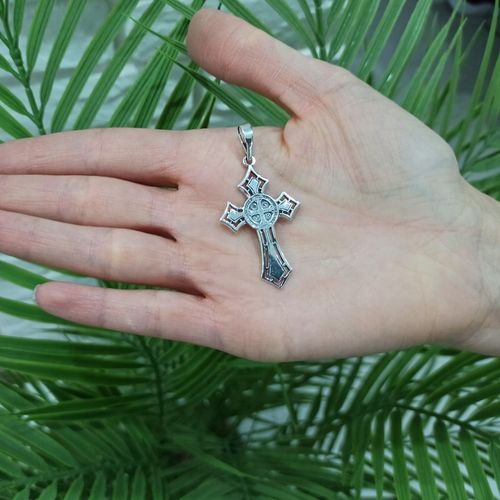 Krzyżyk srebrny św.benedykt oksydowany SREBRO 925 na Arena.pl