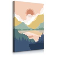 Obraz Do Sypialni Las Góry Pejzaż Styl Boho Natura Abstrakcja 50cm x 70cm