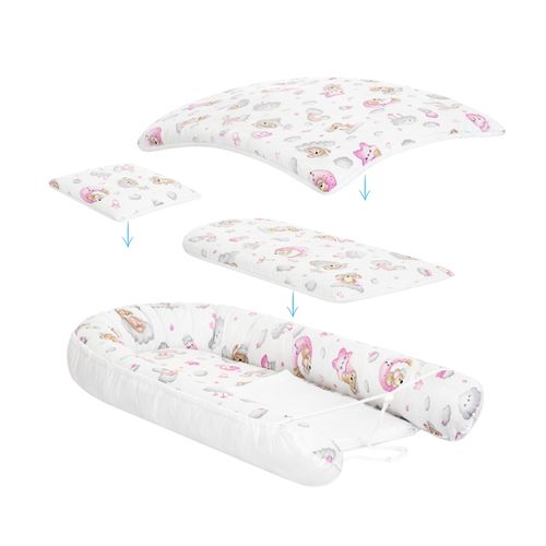 KOKON DLA NIEMOWLĄT BAWEŁNIANY ZESTAW 4 ELEMNTY ŚPIĄCY MIŚ na Arena.pl