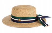Kapelusz Damski Plażowy Słomkowy Fedora Regulowany Klasyczny na Lato 56