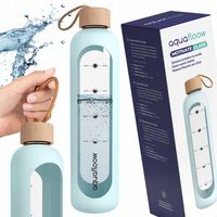 Butelka szklana 1l motywacyjna na wodę z miarką siłownia AquaFloow 1L