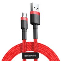 wytrzymały elastyczny kabel przewód usb microusb qc3.0 2.4a 1m czerwony