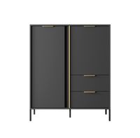 Pojemna komoda z szufladami i pólkami Lara kolor antracyt do salonu nowość