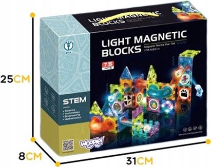 Klocki magnetyczne Woopie Light Magnetic Blocks 75 elementów zdjęcie 5