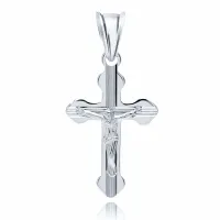 RODOWANY SREBRNY DELIKATNY DIAMENTOWANY KRZYŻYK KRZYŻ WIZERUNEK CHRYSTUSA