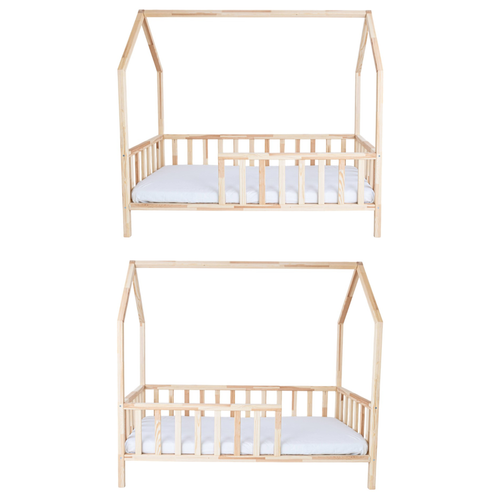 ŁÓŻKO DZIECIĘCE DOMEK AURORA 180x80 DREWNIANE BARIERKA + STELAŻ SOSNA na Arena.pl