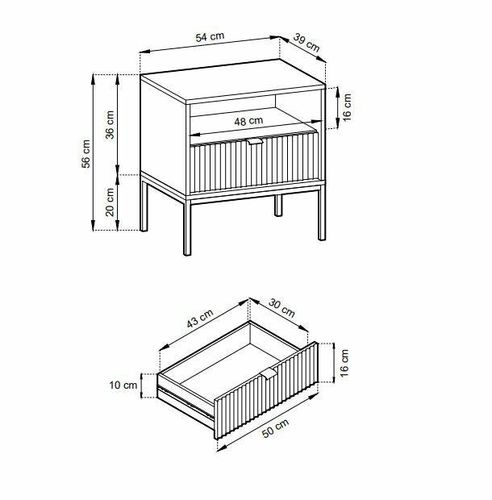 Szafka nocna Delicious ryflowana szara na Arena.pl
