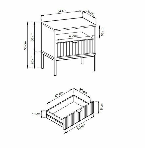 Szafka nocna Delicious ryflowana szara zdjęcie 4