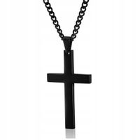 KRZYŻYK NASZYJNIK Stal NIERDZEWNA CZARNY Łańcuszek PIĘKNY Zawieszka