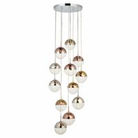Zwisająca lampa wielopunktowa Paloma 98115 Endon kule chrom złoty przezroczysty