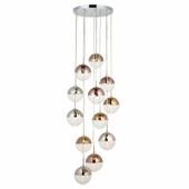 Zwisająca lampa wielopunktowa Paloma 98115 Endon kule chrom złoty przezroczysty