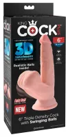king cock plus model 15,2 cm jasny - anatomiczny kształt, kulki, przyssawka
