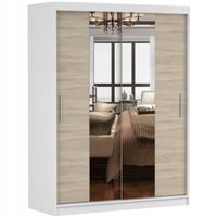 Szafa przesuwna VISTA 01 150x61 BIAŁY/SONOMA+LUSTRO półki PRODUCENT