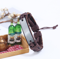 Bransoletka MĘSKA Skórzana Zawieszka Do Grawerowania Na Prezent Elegancka