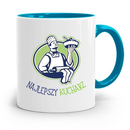 Kubek Błękitny Dla Najlepszego Kucharza Prezent Z Nadrukiem Ze Zdjęciem na Arena.pl