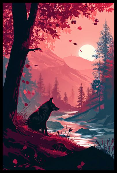 Plakat 40x60cm Wilk Przy Brzegu Lasu zdjęcie 2