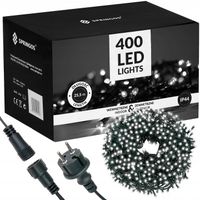 LAMPKI CHOINKOWE 400LED 26m ZEWNĘTRZNE GRUBE STAŁE ŚWIATŁO ZIMNE BIAŁE